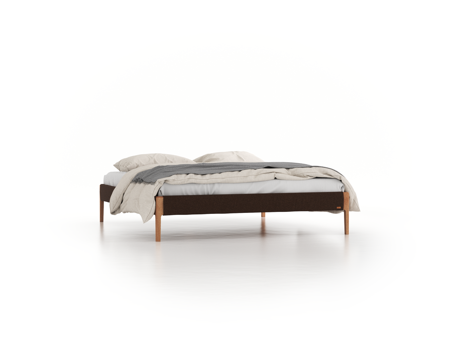 Bett Lorea ohne Betthaupt, 180 x 200 cm, Wollstoff Stavang Torf (64), Eiche