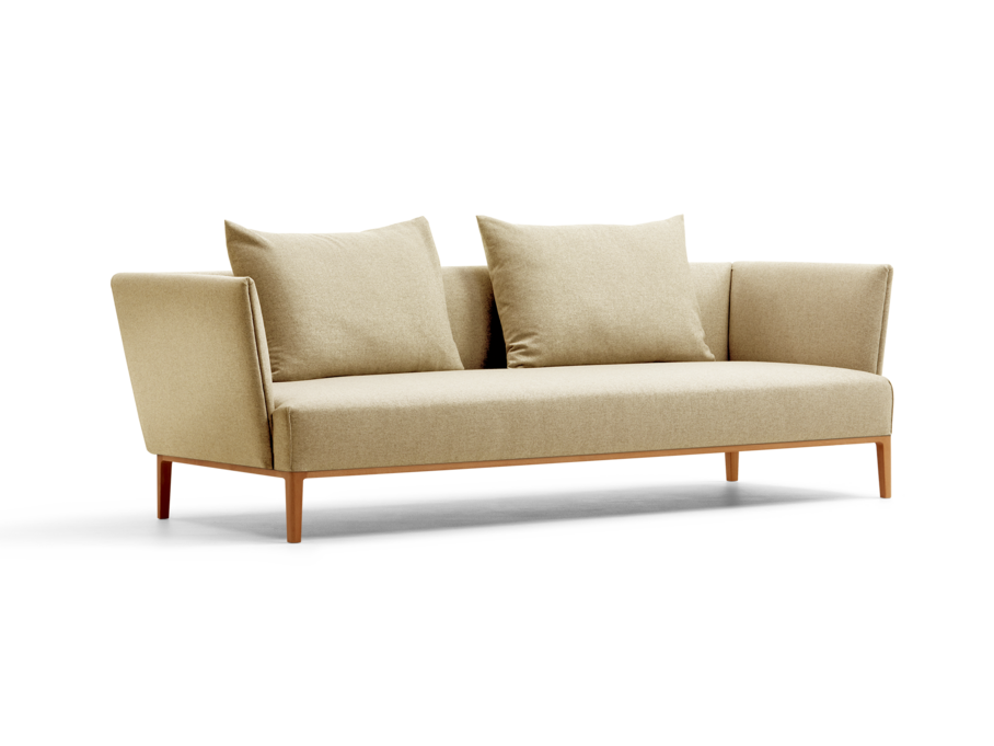 Lorea 3er-Sofa, Buche, mit Bezug Wollstoff Stavang Sand
