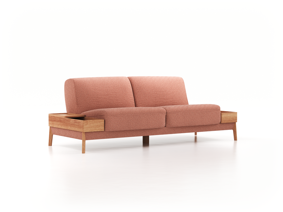 2er-Sofa Alani, B 252 x T94 cm, Sitzhöhe in cm 44, mit Bezug Wollstoff Elverum Ziegel (85), Eiche