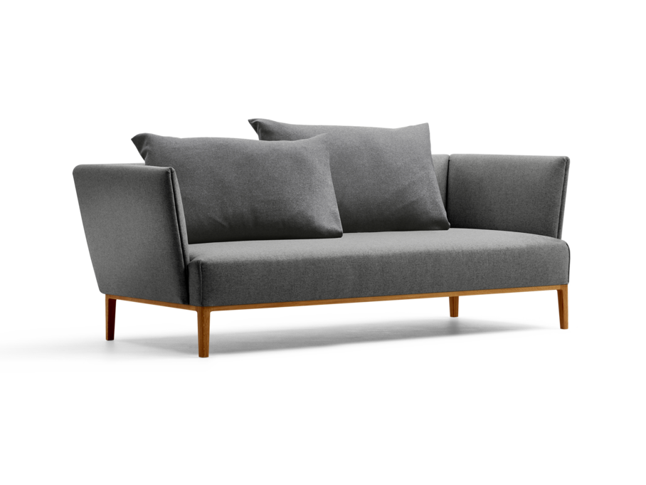 Lorea 2er-Sofa, Eiche, mit Bezug Wollstoff Stavang Stein