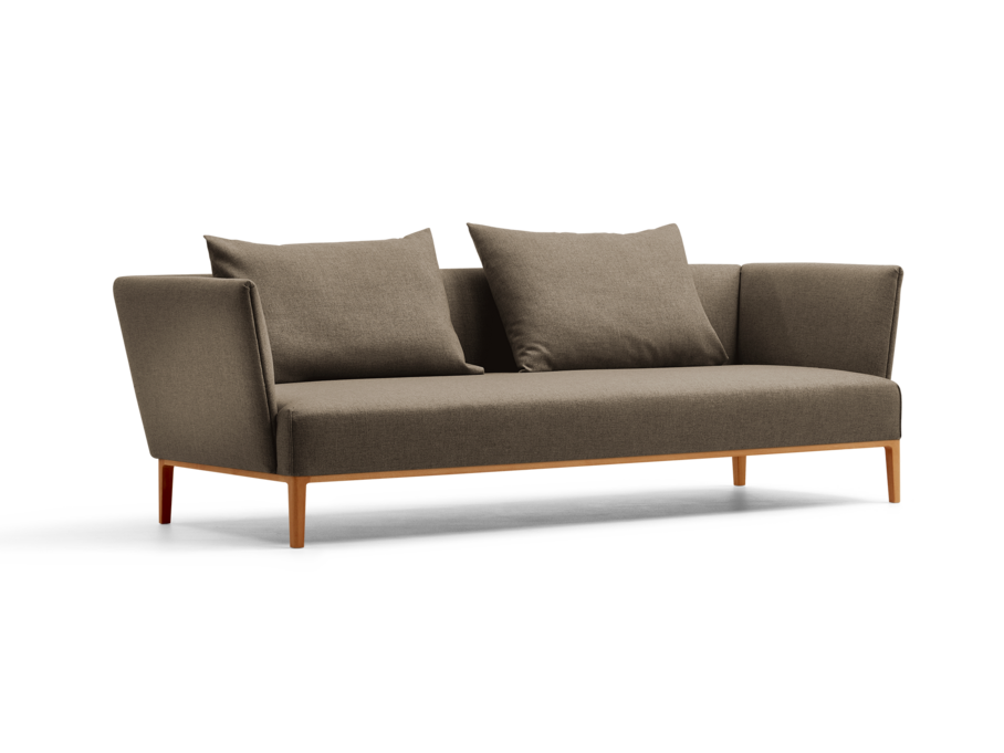 Lorea 3er-Sofa, Buche, mit Bezug Wollstoff Kaland Torf