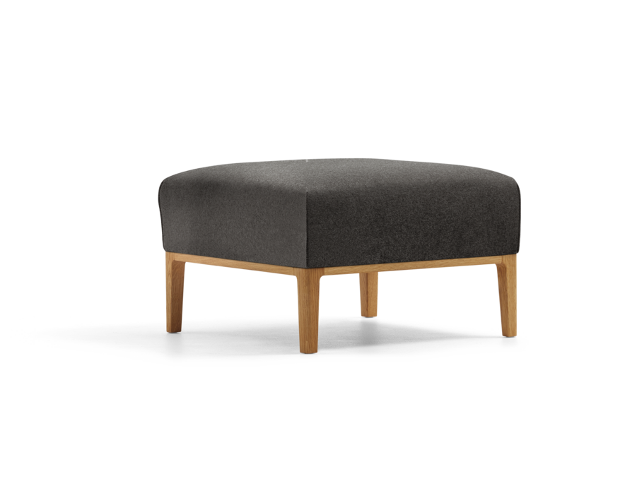 Hocker Lorea, Eiche, mit Bezug Wollstoff Stavang Schiefer