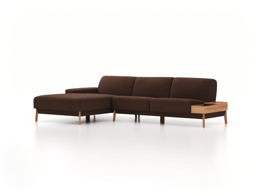 Lounge-Sofa Alani, B 300 x T 179 cm, Liegeteil links, Sitzhöhe in cm 44, mit Bezug Wollstoff Stavang Torf (64), Eiche