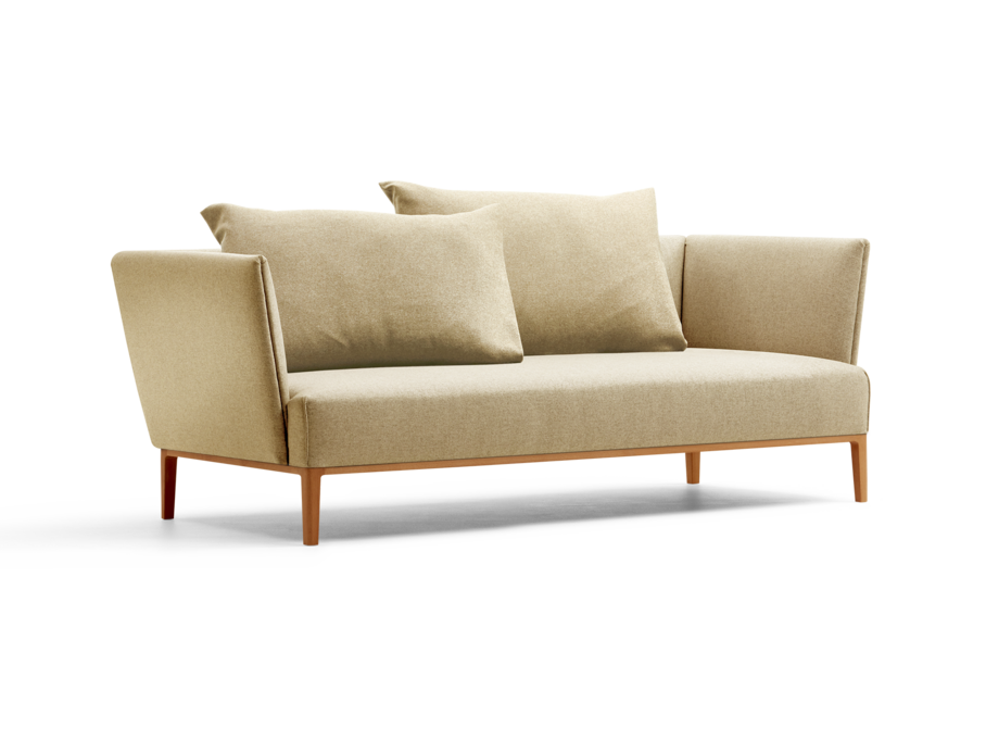 Lorea 2er-Sofa, Buche, mit Bezug Wollstoff Stavang Sand