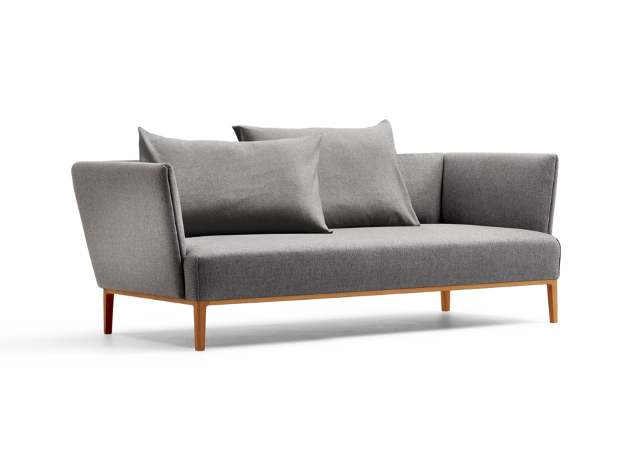 Lorea 2er-Sofa, Buche, mit Bezug Wollstoff Sletta Kiesel