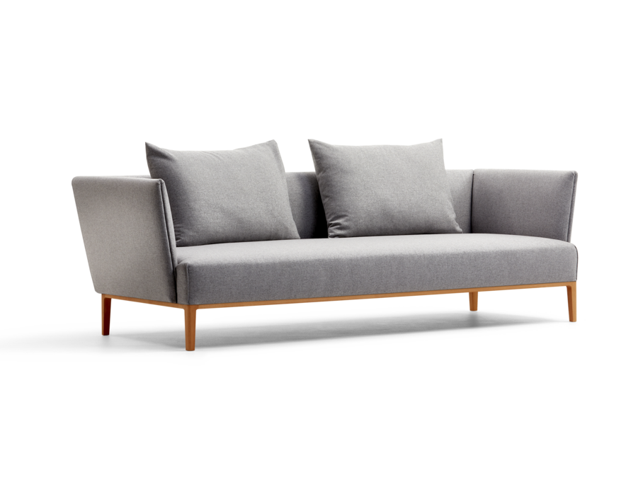 Lorea 3er-Sofa, Buche, mit Bezug Wollstoff Stavang Kiesel