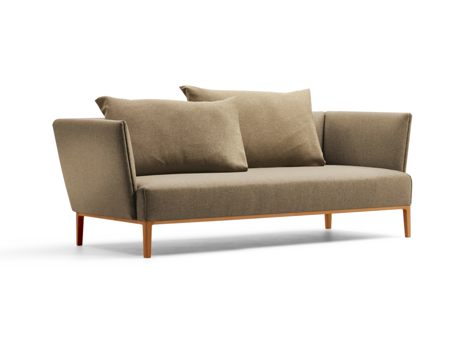 Lorea 2er-Sofa, Buche, mit Bezug Wollstoff Stavang Haselnuss