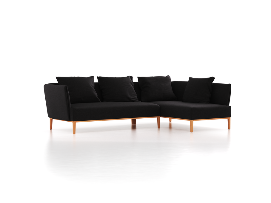 Ecksofa Lorea B 265 x T 172,5 cm, Liegeteil rechts, mit Bezug Wollstoff Stavang Schiefer (60), Buche
