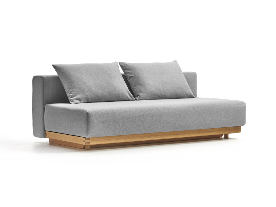 Schlafsofa Nebo, Bezug Wollstoff Stavang Kiesel, Eiche, inkl. 2 Kissen