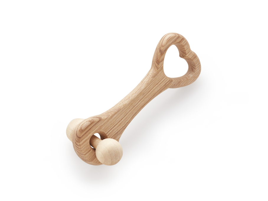 Babyrassel Schlüssel aus Eschenholz