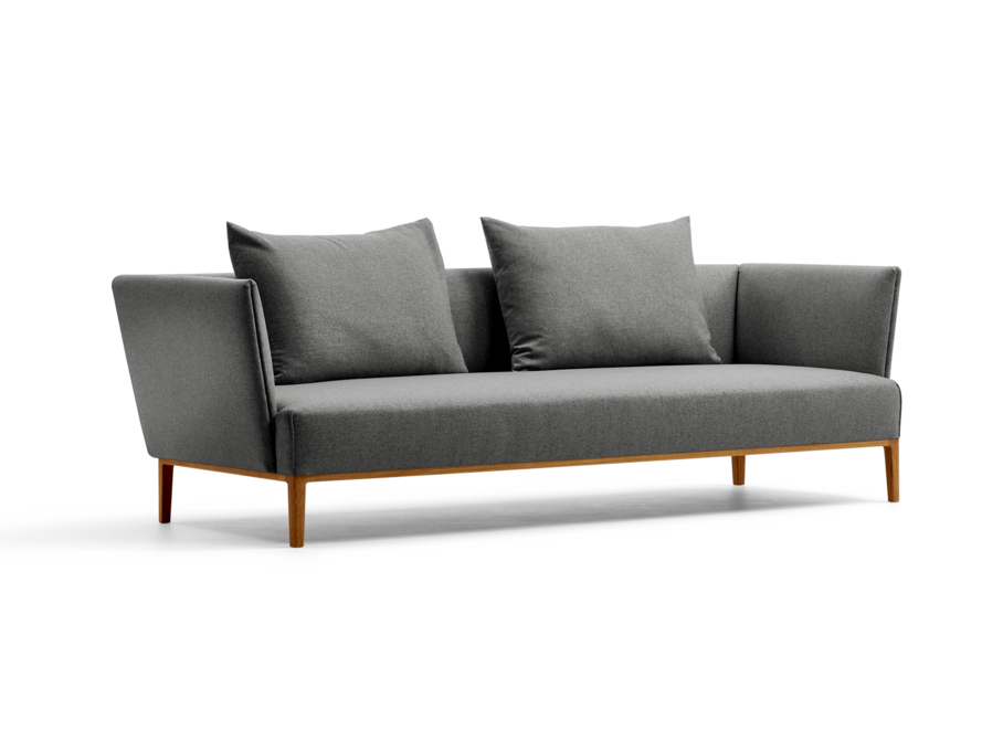 Lorea 3er-Sofa, Eiche, mit Bezug Wollstoff Stavang Stein
