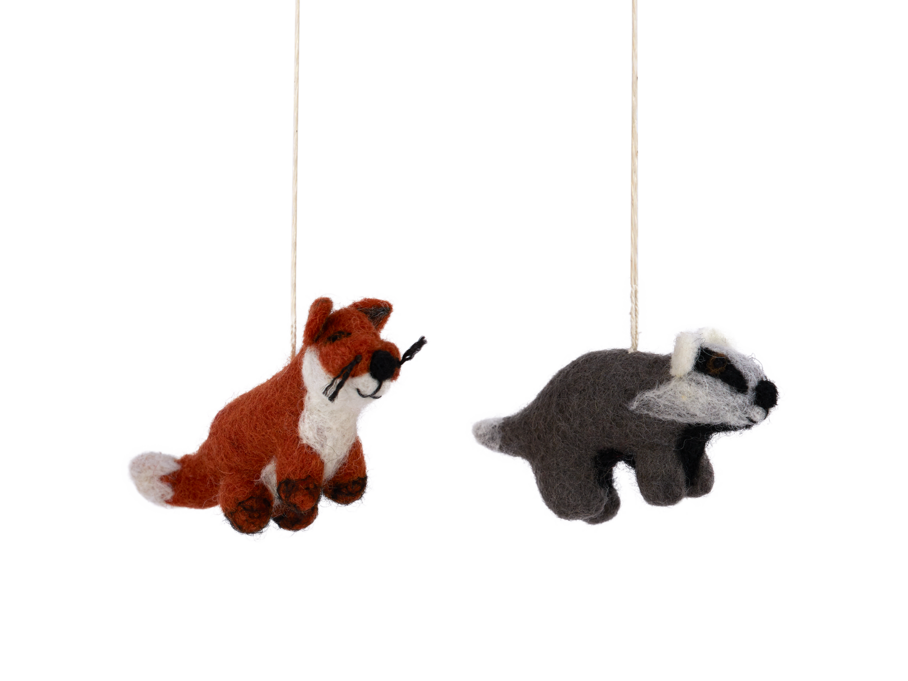 2er Set Filztiere, Dachs und Fuchs
