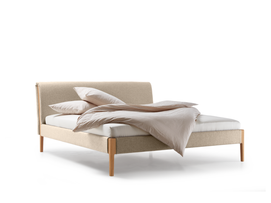 Polsterbett Lorea, Buche, mit Bezug Stavang Sand