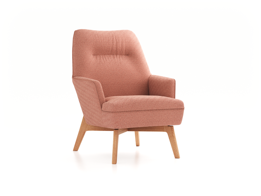 Fauteuil Coppa mit Bezug, Wollstoff Elverum Ziegel (85), Eiche