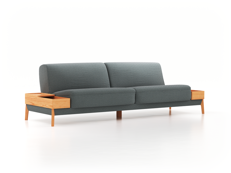 2er-Sofa Alani, B 212 x T 94 cm, Sitzhöhe in cm 44, mit Bezug Wollstoff Elverum Grüngrau (84), Buche