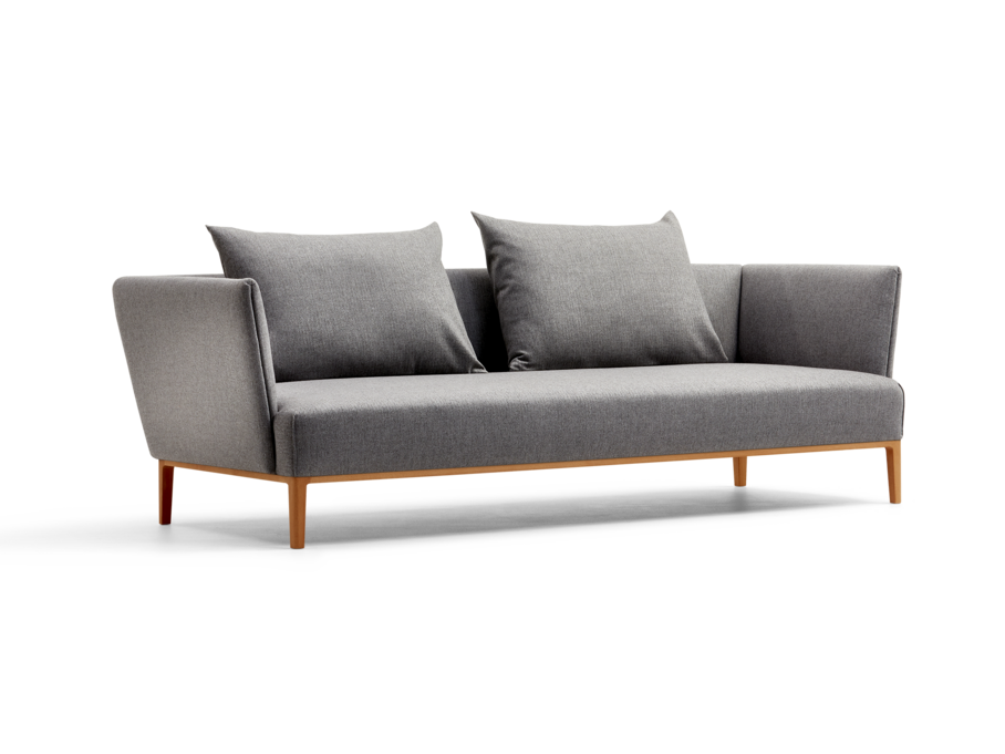 Lorea 3er-Sofa, Buche, mit Bezug Wollstoff Sletta Kiesel