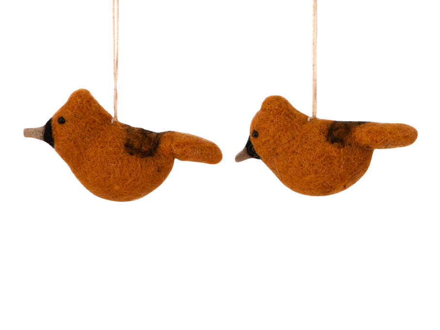 2er Set Vögelchen aus Filz, honig