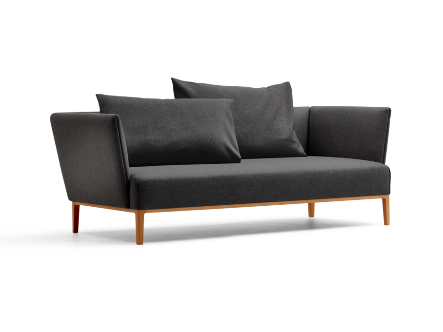 Lorea 2er-Sofa, Buche, mit Bezug Wollstoff Kaland Schiefer