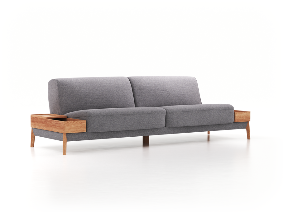 2er-Sofa Alani, B 212 x T 94 cm, Sitzhöhe in cm 44, mit Bezug Wollstoff Kaland Kiesel (68), Eiche