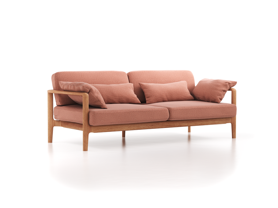 Einzelsofa Linera, Einzelsofa breit, Wollstoff Elverum Ziegel (85), Eiche