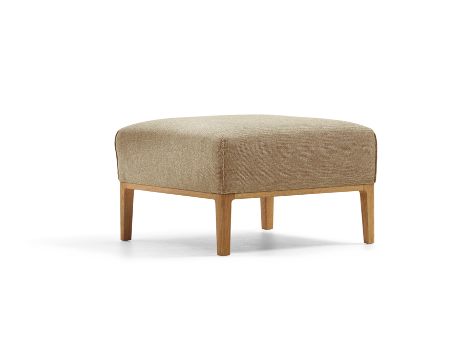 Hocker Lorea, Eiche, mit Bezug Wollstoff Elverum Haselnuss