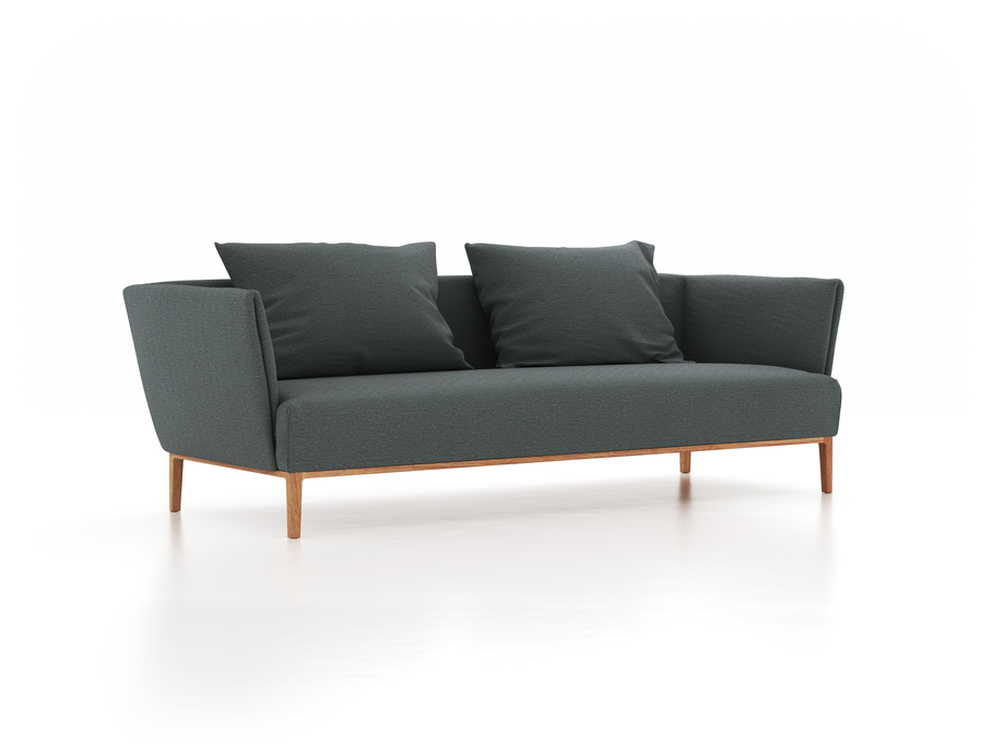 3er Sofa Lorea, B 235 x T 92,5 cm, mit Bezug Wollstoff Elverum Grüngrau (84), Eiche