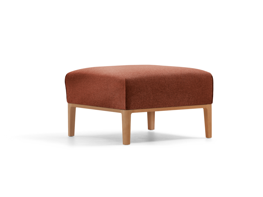 Hocker Lorea, Buche, mit Bezug Wollstoff Kaland Ziegel