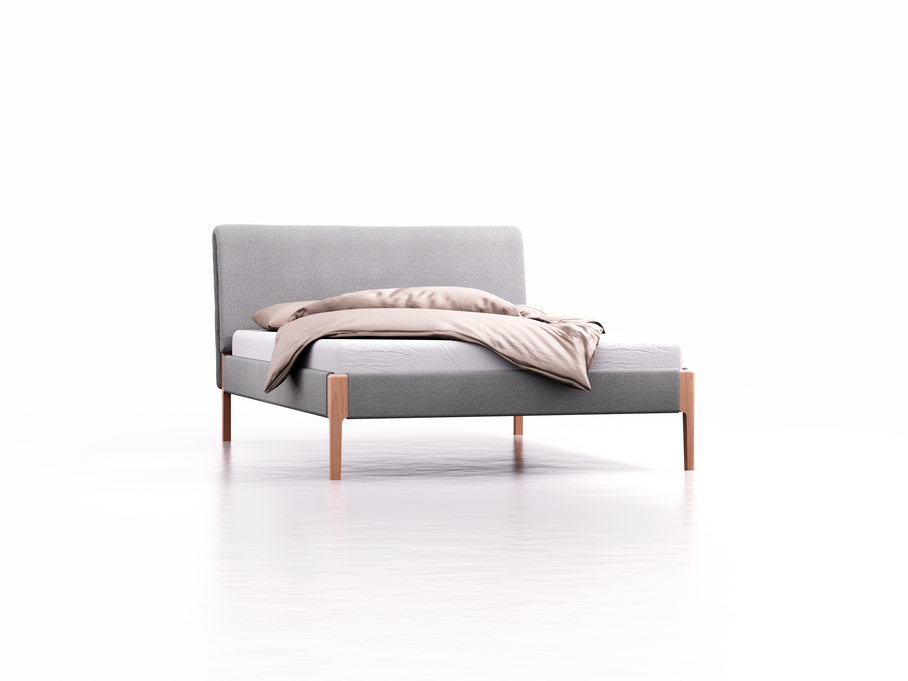 Polsterbett Lorea 140x200 cm, Buche, mit Bezug Stavang Kiesel