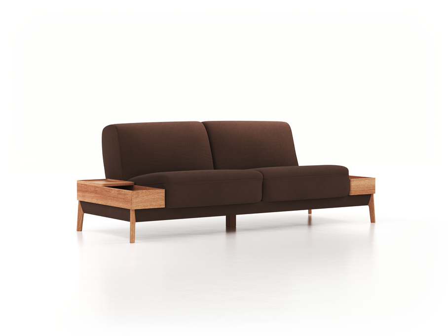 2er-Sofa Alani, B 252 x T94 cm, Sitzhöhe in cm 44, mit Bezug Wollstoff Kaland Torf (70), Eiche