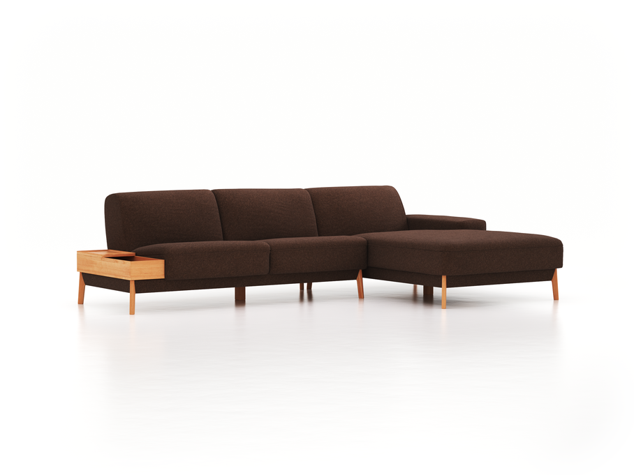 Lounge-Sofa Alani, B 300 x T 179 cm, Liegeteil rechts, Sitzhöhe in cm 44, mit Bezug Wollstoff Stavang Torf (64), Buche