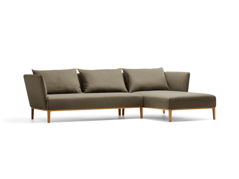 Lorea Lounge-Sofa, Liegeteil rechts, Eiche, mit Bezug Wollstoff Stavang Torf