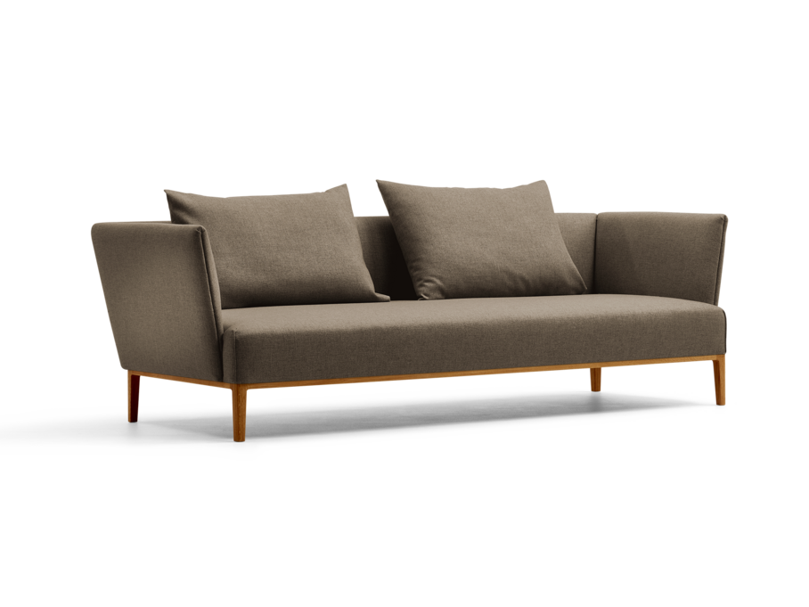 Lorea 3er-Sofa, Eiche, mit Bezug Wollstoff Kaland Torf