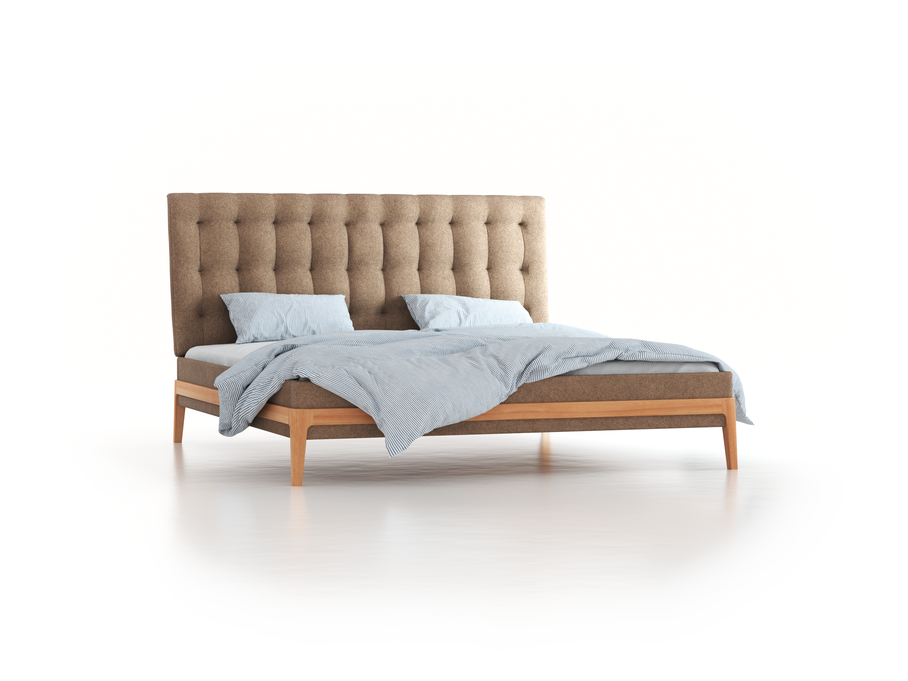 Polsterbett Filomena, 200 x 210 cm, Wollstoff Stavang Haselnuss (65), Buche