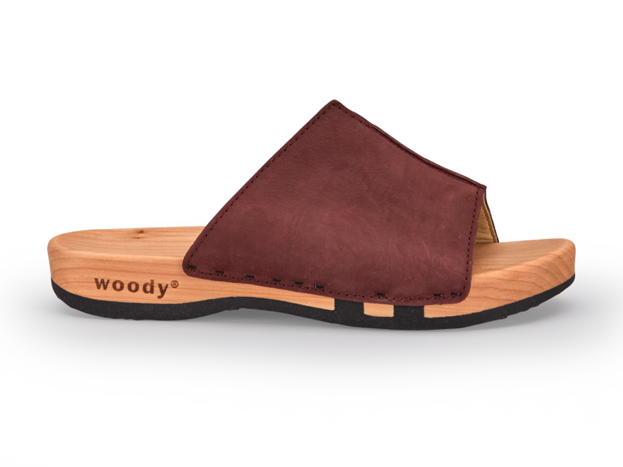 Pantolette mit Holzsohle, 26 pflaume