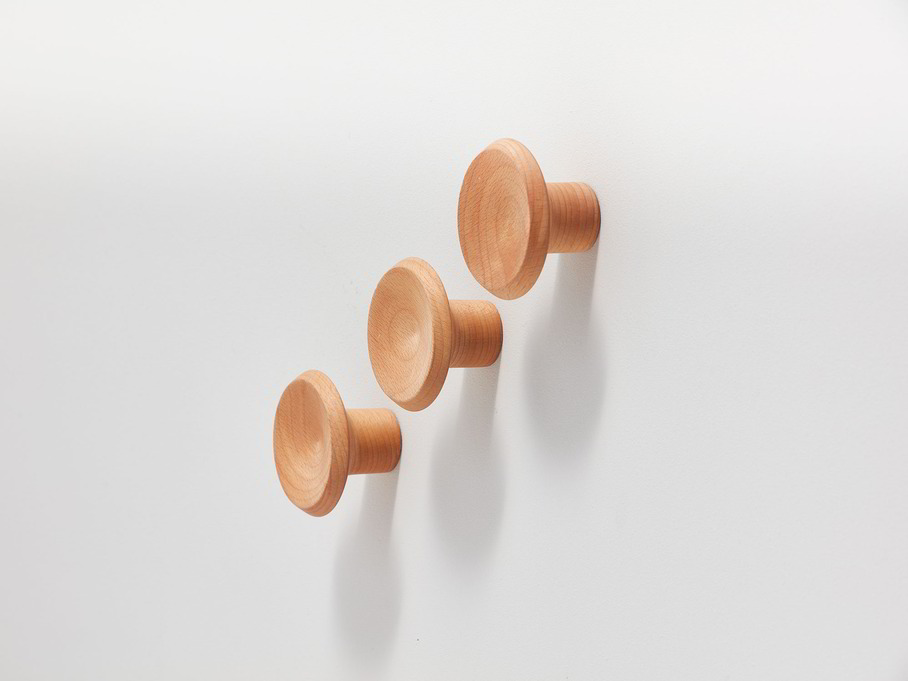 Set Garderobenknopf Punto, 3 Stk. ø 7 cm, Kernbuche
