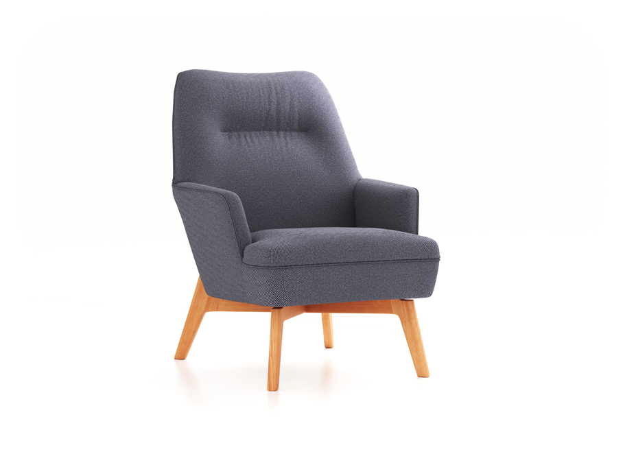 Fauteuil Coppa mit Bezug, Wollstoff Elverum Torfblau (82), Buche