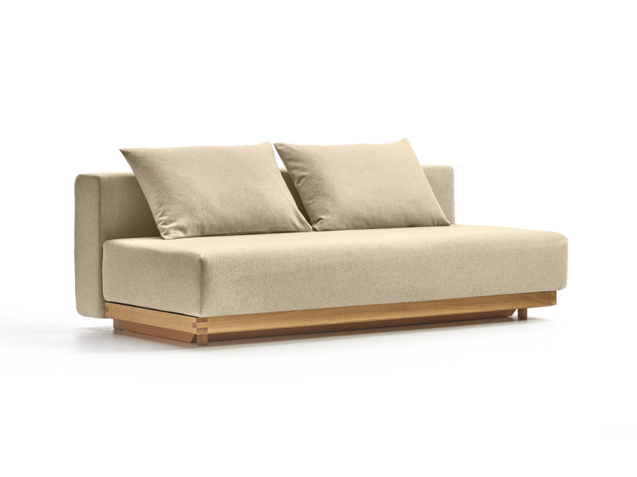 Schlafsofa Nebo, Bezug Wollstoff Stavang Sand, Eiche, inkl. 2 Kissen