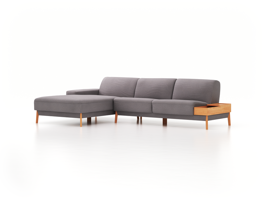 Lounge-Sofa Alani, B 300 x T 179 cm, Liegeteil links, Sitzhöhe in cm 44, mit Bezug Wollstoff Stavang Kiesel (62), Buche