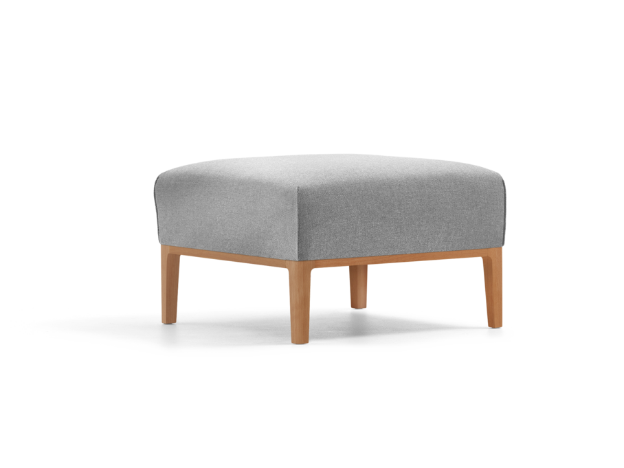 Hocker Lorea, Buche, mit Bezug Wollstoff Kaland Kiesel