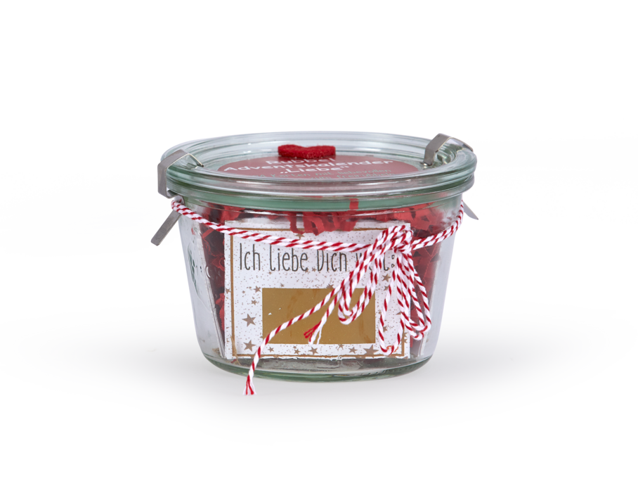 Rubbel Adventskalender Liebe im Weckglas, rot gold