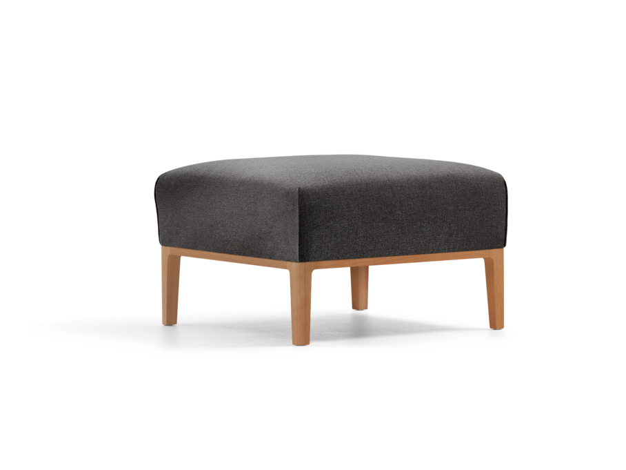Hocker Lorea, Buche, mit Bezug Wollstoff Kaland Schiefer