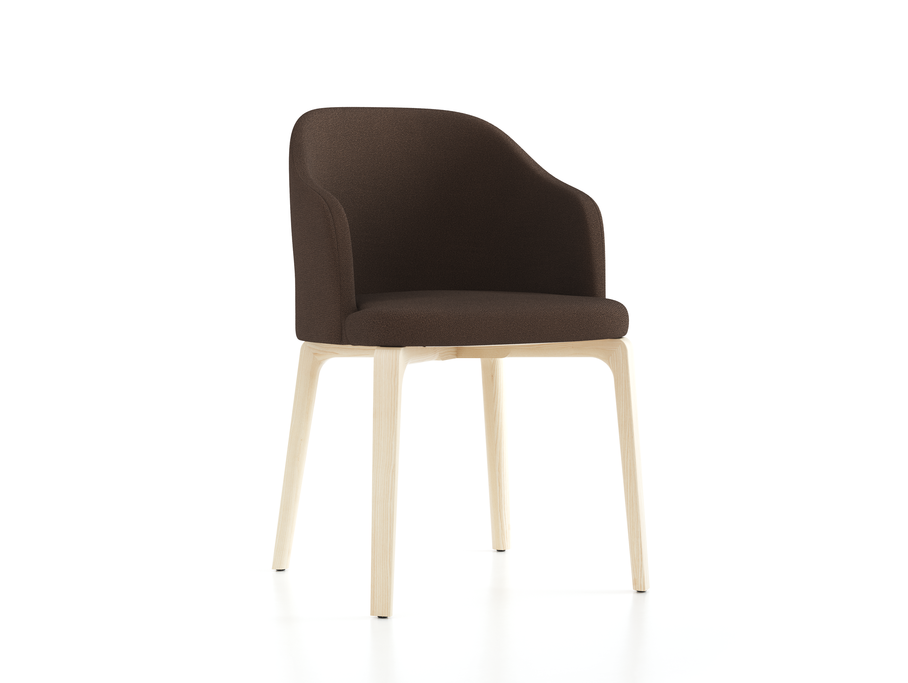 Stuhl Belmont mit Armlehne 56X60/45X83/48 cm, mit Bezug, Wollstoff Kaland Torf (70), Esche