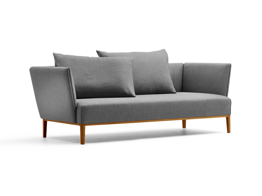 Lorea 2er-Sofa, Eiche, mit Bezug Wollstoff Elverum Mocca
