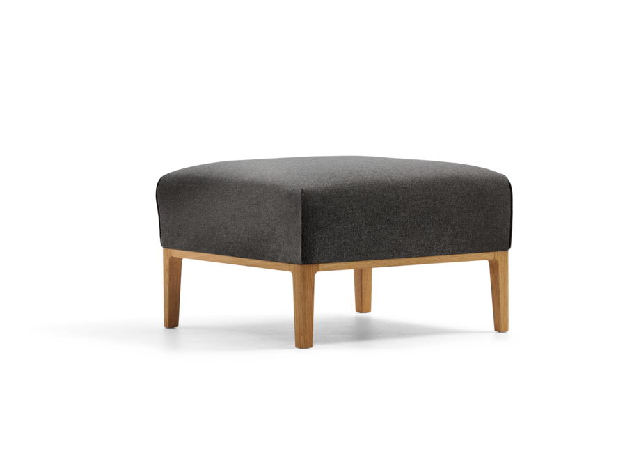 Hocker Lorea, Eiche, mit Bezug Wollstoff Kaland Schiefer