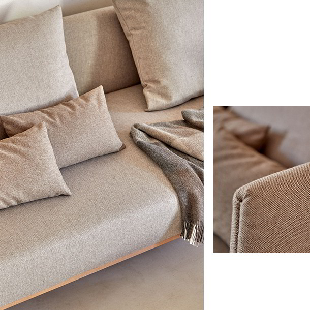 Sofa Lorea mit vielen natürlichen Bezugsstoffen aus Schurwolle