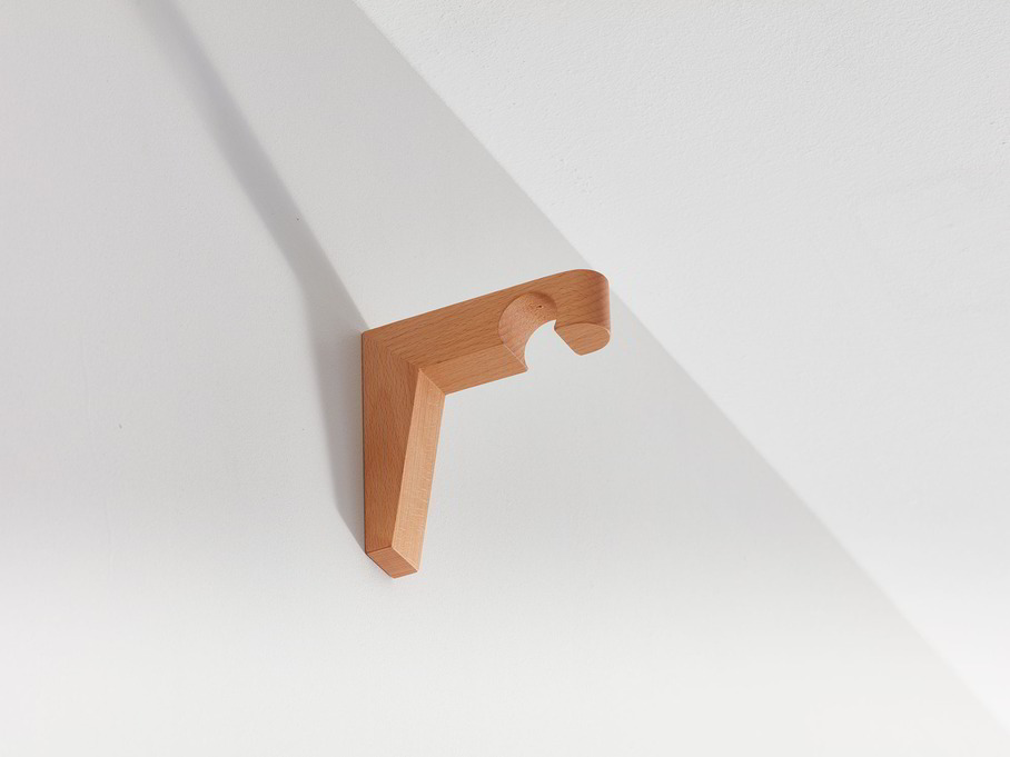 Halterung Listello, für Vorhangstange rund, 1-läufig, Buche