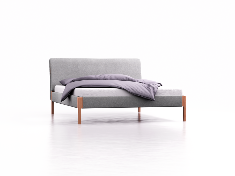 Polsterbett Lorea 160x200 cm, Buche, mit Bezug Stavang Kiesel
