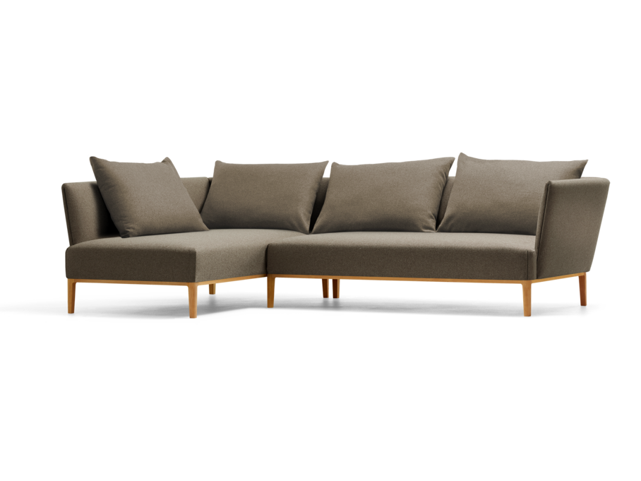 Lorea Ecksofa, Buche, mit Bezug Wollstoff Stavang Torf