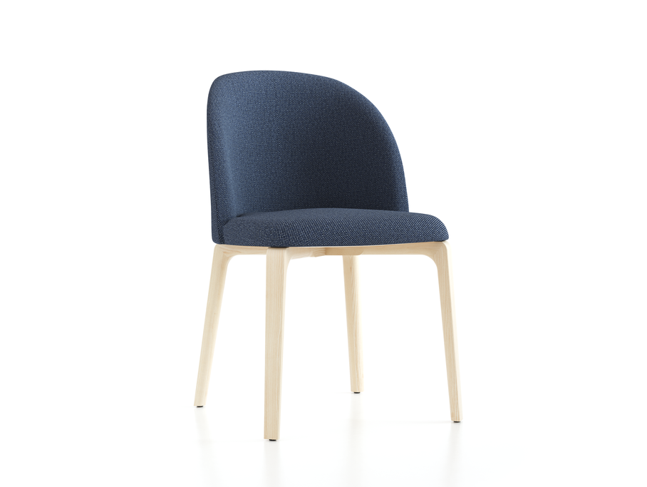 Stuhl Belmont ohne Armlehne 54X60/45X83/48 cm, mit Bezug, Wollstoff Elverum Ozean (75), Esche
