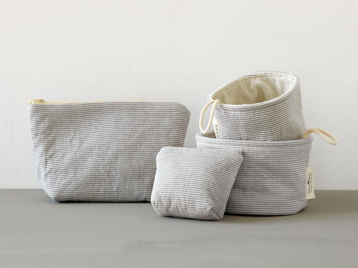 Badezimmerkorb, graphit gestreift, 100 % Baumwolle, GOTS | Grüne Erde